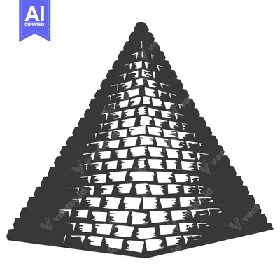 Aset premium populer: A Black and White Illustration of a Brick Pyramid