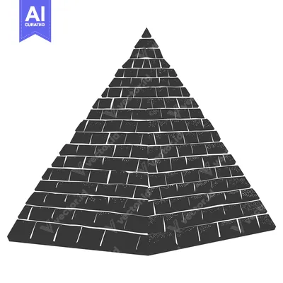 Premium design asset: A Black and White Illustration of a Stone Pyramid