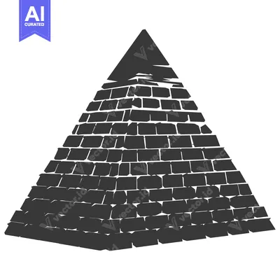 Aset desain premium: A Black and White Silhouette of a Brick Pyramid