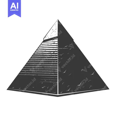 Aset desain premium: A Black and White Illustration of a Stone Pyramid