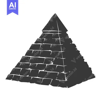Aset desain premium: A Silhouetted Pyramid with Visible Stone Blocks