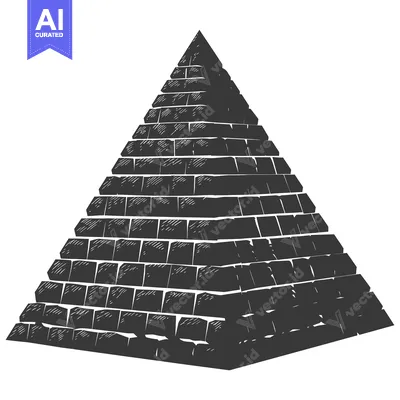 Aset desain premium: A hand-drawn illustration of a stone pyramid