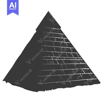 Aset desain premium: A Black and White Illustration of a Pyramid with Cracks