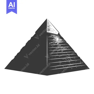 A Black and White, Grungy Illustration of a Stepped Pyramid