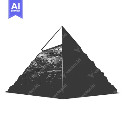 Aset premium populer: A Black and White Illustration of an Egyptian Pyramid