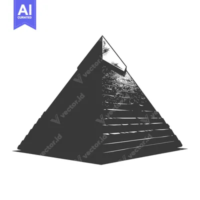 Aset desain premium: Hand-drawn illustration of a pyramid with textured surfaces