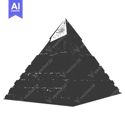 A Black and White Illustration of a Pyramid with a Rough Texture