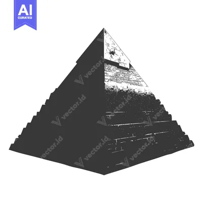 Premium design asset: A Black and White Illustration of a Pyramid with a Rough Texture