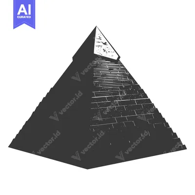 Aset desain premium: A Detailed Black and White Illustration of a Pyramid