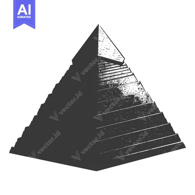 Aset premium populer: A Black and White Illustration of a Stepped Pyramid