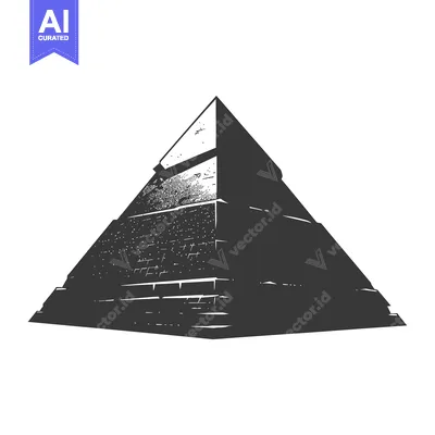 A Silhouetted Image of a Pyramid with Rough Stone Texture