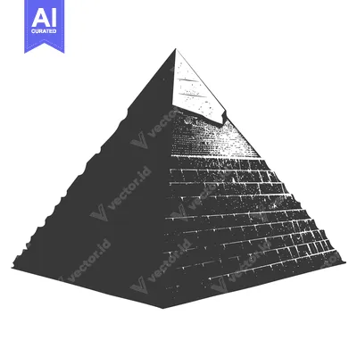 Aset desain premium: A Black and White Illustration of a Pyramid