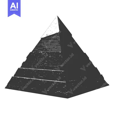 Aset desain premium: A Distressed Black and White Silhouette of a Pyramid