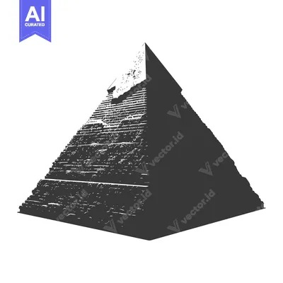 Black and White Illustration of a Pyramid with Textured Surface