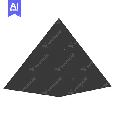 Aset desain premium: A simple, three-dimensional, grey pyramid isolated on a white backgrou