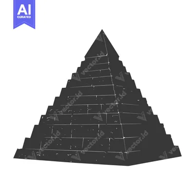 Aset desain premium: A Black and White Silhouette of a Large Pyramid