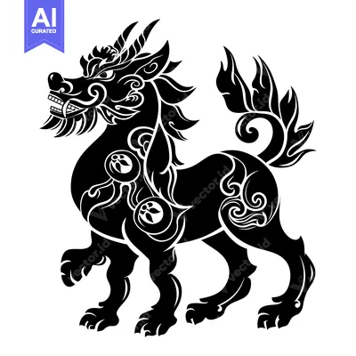 Aset premium populer: Black and White Ornamental Chinese Dragon
