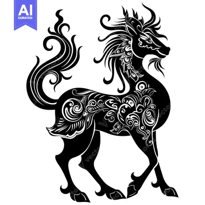 Popular premium asset: Ornamental Black and White Horse Silhouette