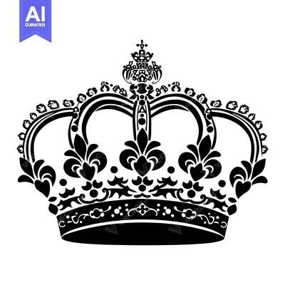 Ornate Black and White Crown with Floral Motifs