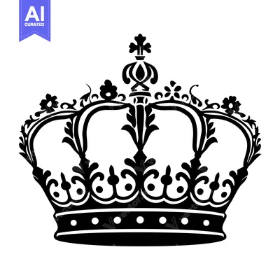 Ornate Black and White Crown with Floral Details