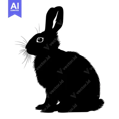 Popular premium asset: Black and White Silhouette of a Sitting Rabbit
