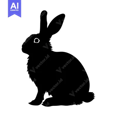 Aset premium populer: Black and White Silhouette of a Sitting Rabbit