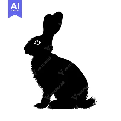 Black and White Silhouette of a Sitting Rabbit