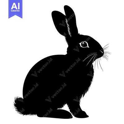 Aset premium populer: Black and White Silhouette of a Sitting Rabbit