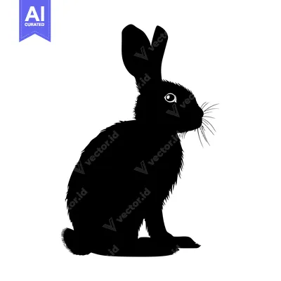 Premium design asset: Black and White Silhouette of a Sitting Rabbit