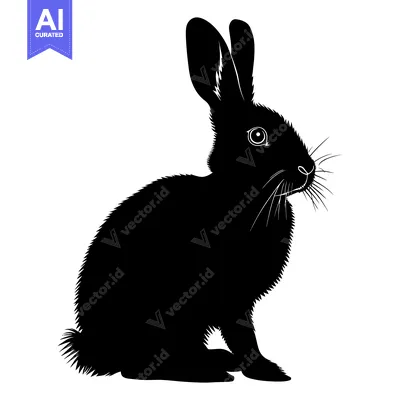 Aset premium populer: Black and White Silhouette of a Sitting Rabbit