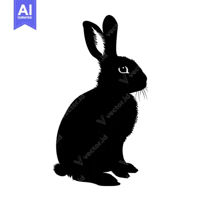 Aset premium populer: Black Silhouette of a Sitting Rabbit with Long Ears