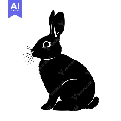 Popular premium asset: Black and White Silhouette of a Sitting Rabbit