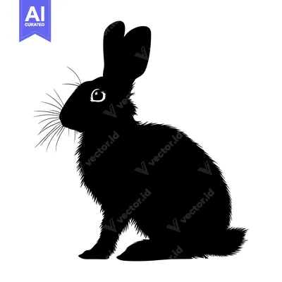 Aset premium populer: Black and White Silhouette of a Sitting Rabbit