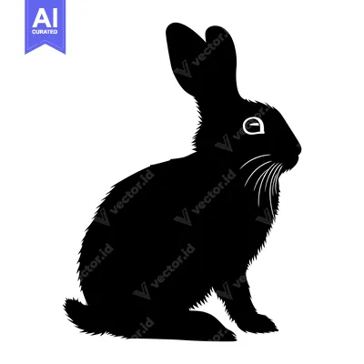 Popular premium asset: Black Silhouette of a Sitting Rabbit with One Visible Eye