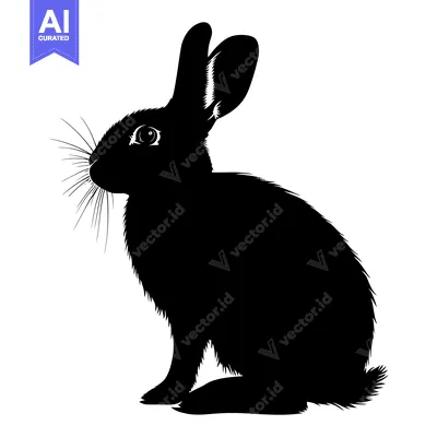 Premium design asset: Black and White Silhouette of a Sitting Rabbit
