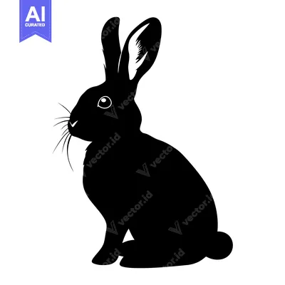 Popular premium asset: Black and White Silhouette of a Sitting Rabbit