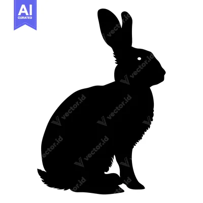 Popular premium asset: Black Silhouette of a Sitting Hare