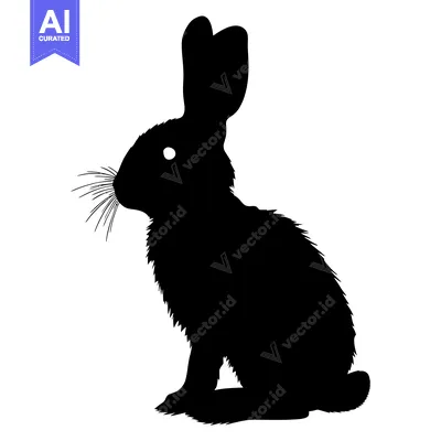 Popular premium asset: Silhouette of a Sitting Rabbit with Long Whiskers