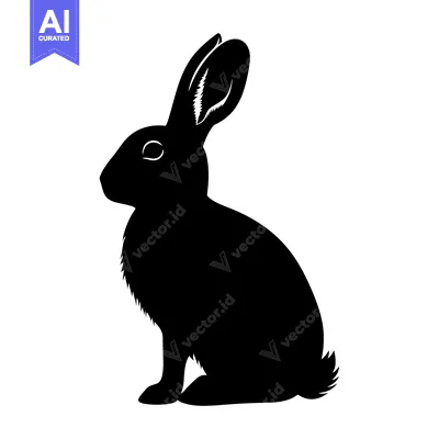 Aset desain premium: Black Silhouette of a Sitting Rabbit