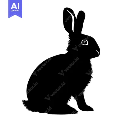 Popular premium asset: Black and White Silhouette of a Sitting Rabbit