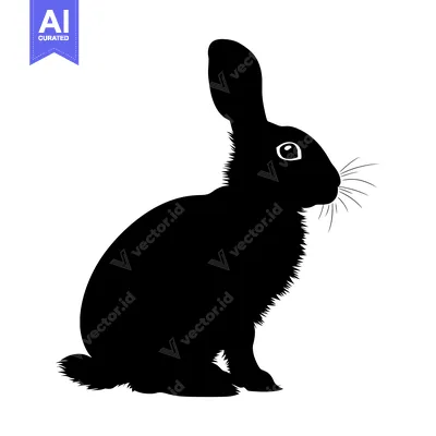 Premium design asset: Black and White Silhouette of a Sitting Rabbit