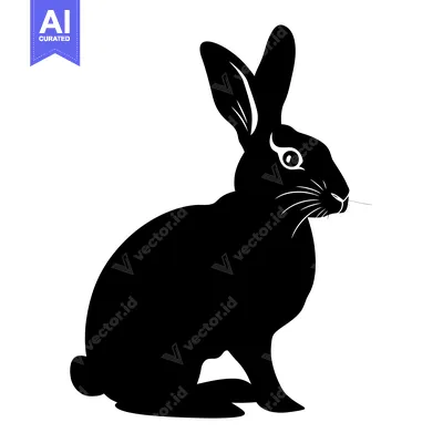 Premium design asset: Black and White Silhouette of a Rabbit Sitting