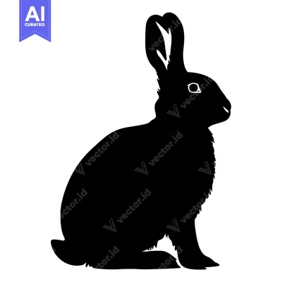 Aset desain premium: Black Silhouette of a Sitting Rabbit