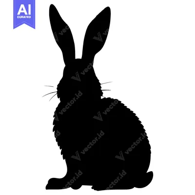 Popular premium asset: Black and White Silhouette of a Sitting Rabbit