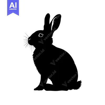 Aset premium populer: Black Silhouette of a Sitting Rabbit with Whiskers