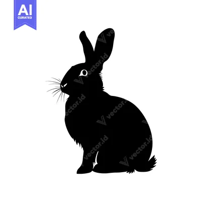Premium design asset: Black and White Silhouette of a Sitting Rabbit