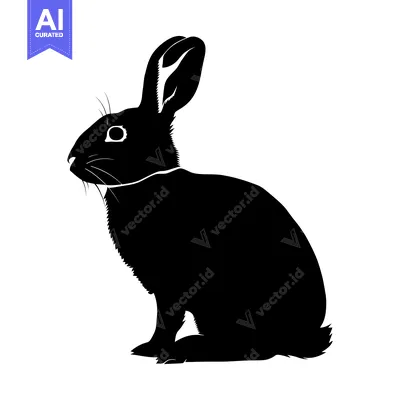 Popular premium asset: Black and White Silhouette of a Sitting Rabbit