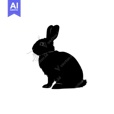 Aset premium populer: Black Silhouette of a Sitting Rabbit with Long Ears