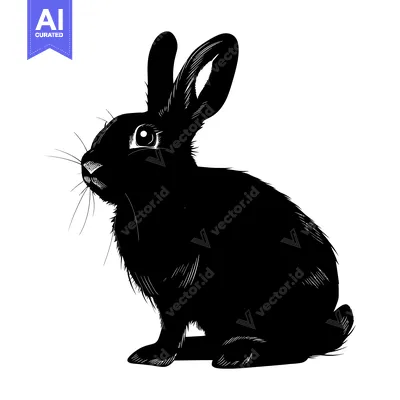 Popular premium asset: Black and White Silhouette of a Sitting Rabbit