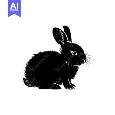 Aset premium populer: Black and White Silhouette of a Sitting Rabbit